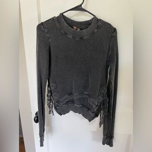 Free People, gray, waffle knit shirt, Size Extra Small, Like New